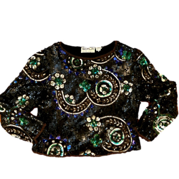 SCALA VINTAGE Beaded/Sequin 80’s Formal Top - Picture 1 of 5